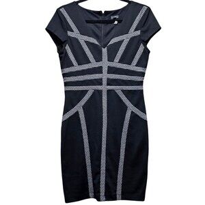 Soho Apparel Black & Silver Cap Sleeve Bodycon Dress Size M